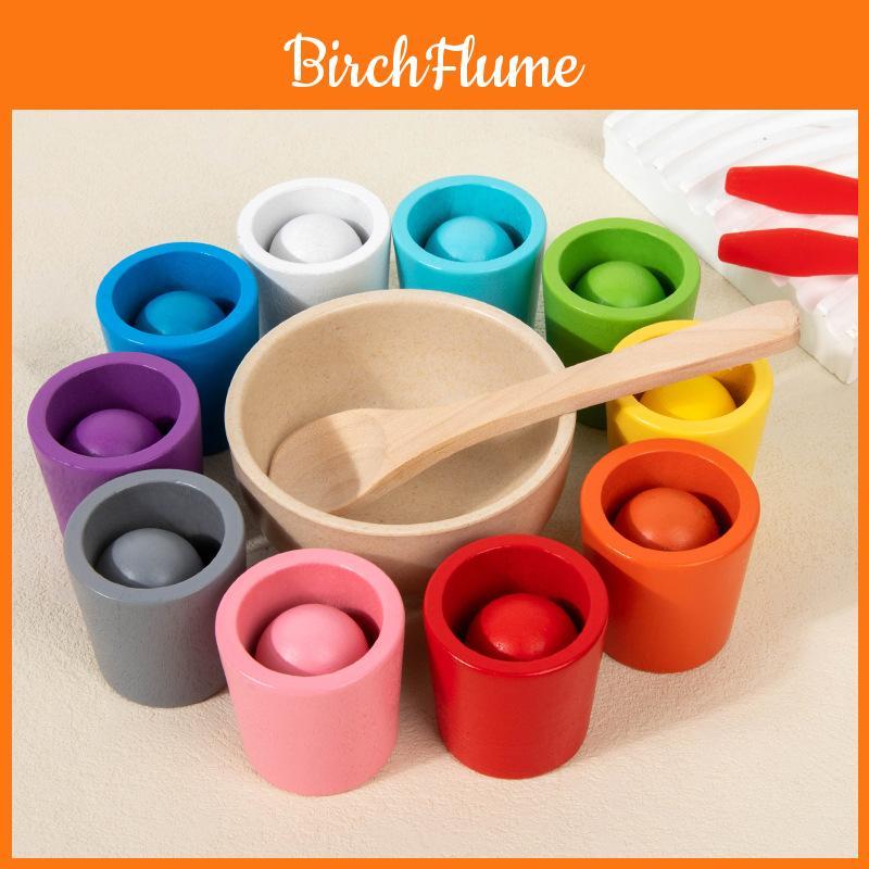 Wooden Montessori Baby Educational Toy With Color Sorting Cups For Toddler Learning