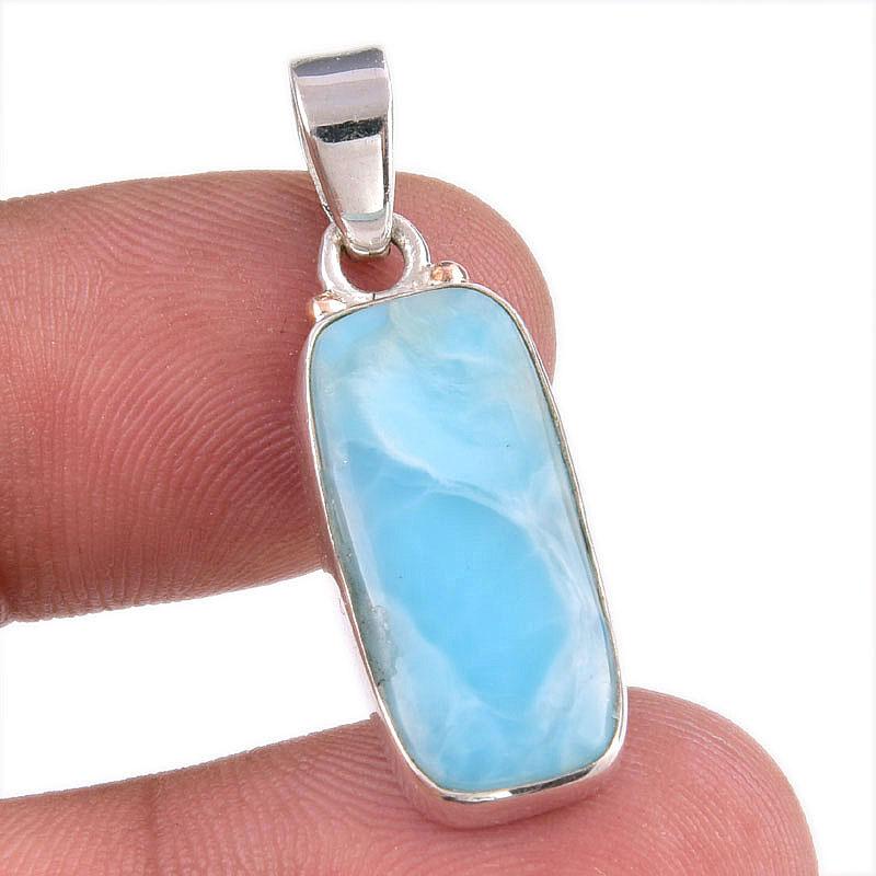 

Natural Republic Larimar Gemstone 925 Solid Sterling Silver Pendant 1.25 Y9K77