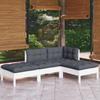 4 Pcs Garden Set with Cushions Solid Pine Wood