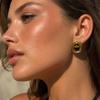 IngeSight.Z Classic Retro 18K Gold Plated Stainless Steel Stud Earrings Women Fashion Natural Stone Square Geometric Ear Jewelry