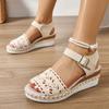 Fashion Hollow Espadrilles Wedge Sandals for Women Summer 2025 Peep Toe Ankle Strap Platform Sandals Woman Thick Sole Casual Beach Shoes