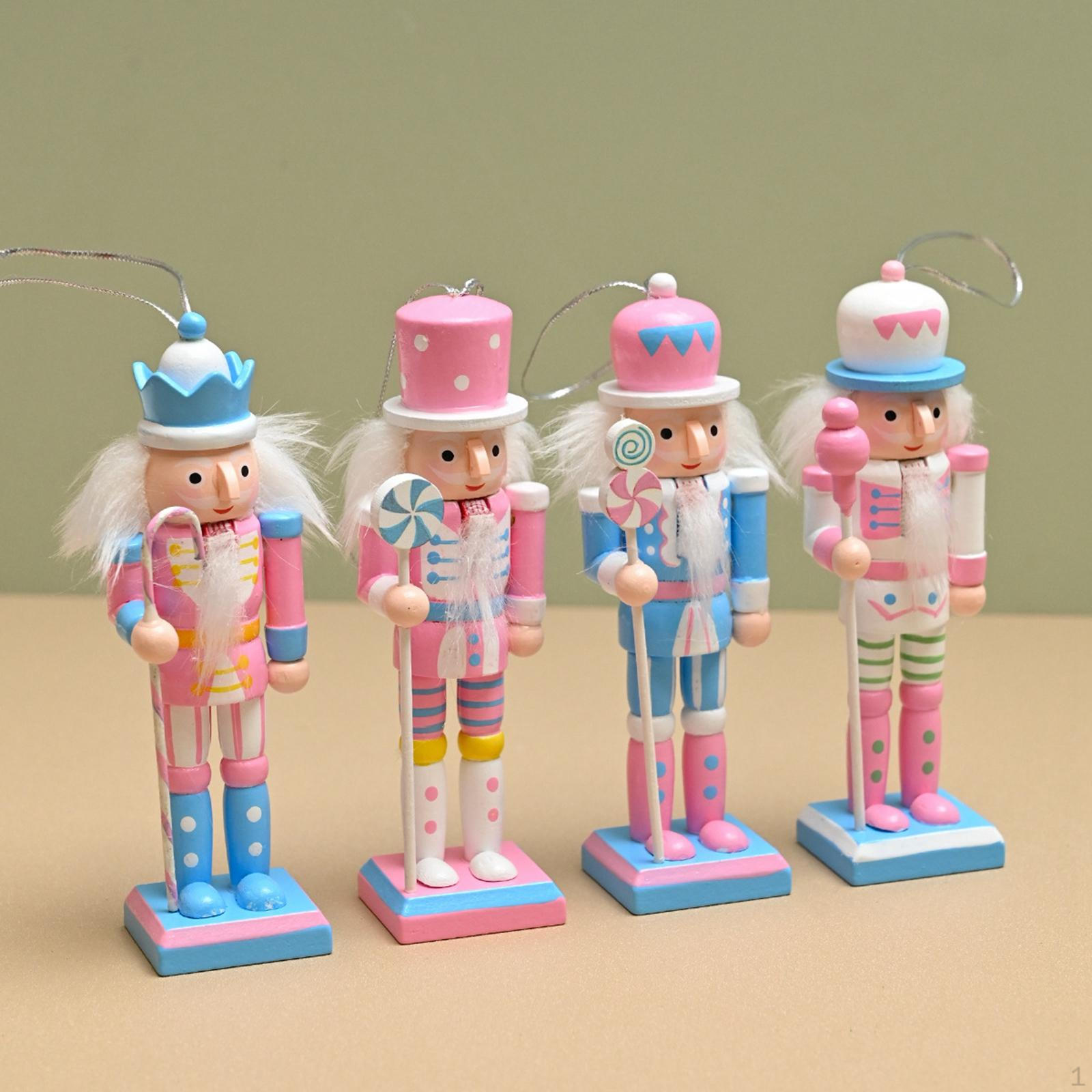 

4Pcs Christmas Nutcracker Decoration 5 inch Length Gifts Indoor Hanging Pendant Ornament for Door