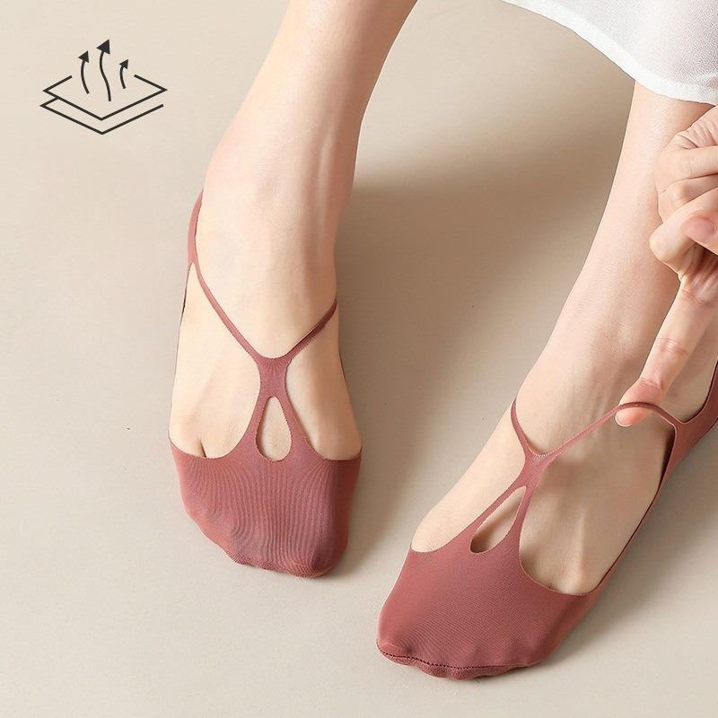 Summer Cross-sling Boat Socks Thin Ice Silk Invisible Socks Silicone Anti-slip Cotton Bottom Shallow Mouth Socks