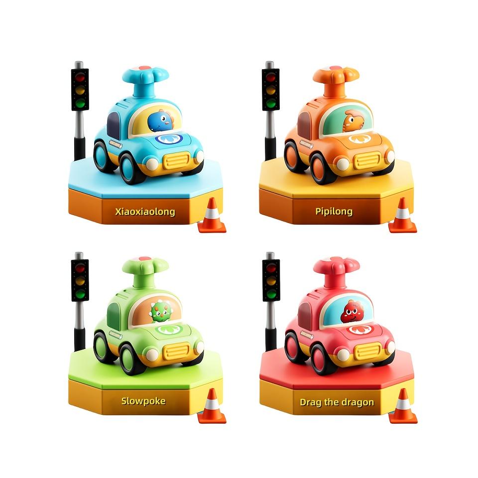 

4 шт. Мультяшные игрушки-машинки с динозаврами, работающие от нажатия, со свистками, безопасный АБС-пластик, игривый дизайн для мальчиков и девочек, идеальные подарки на день рождения, Рождество, Хэллоуин 4pcs