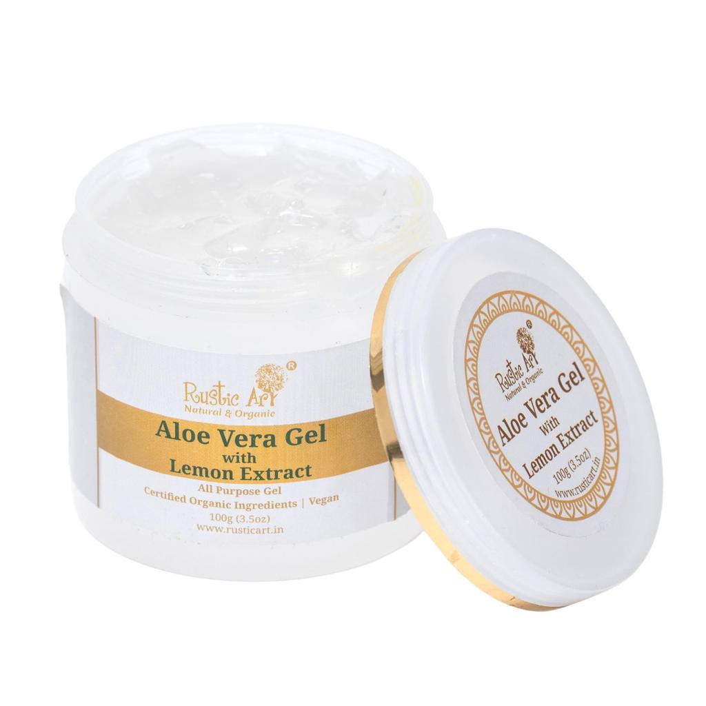 Rustic Art Organic Aloe Vera Gel | All Purpose Gel | Real Aloe Vera | Hydrating & Moisturizing | Face & Body | Women & Men | 100G