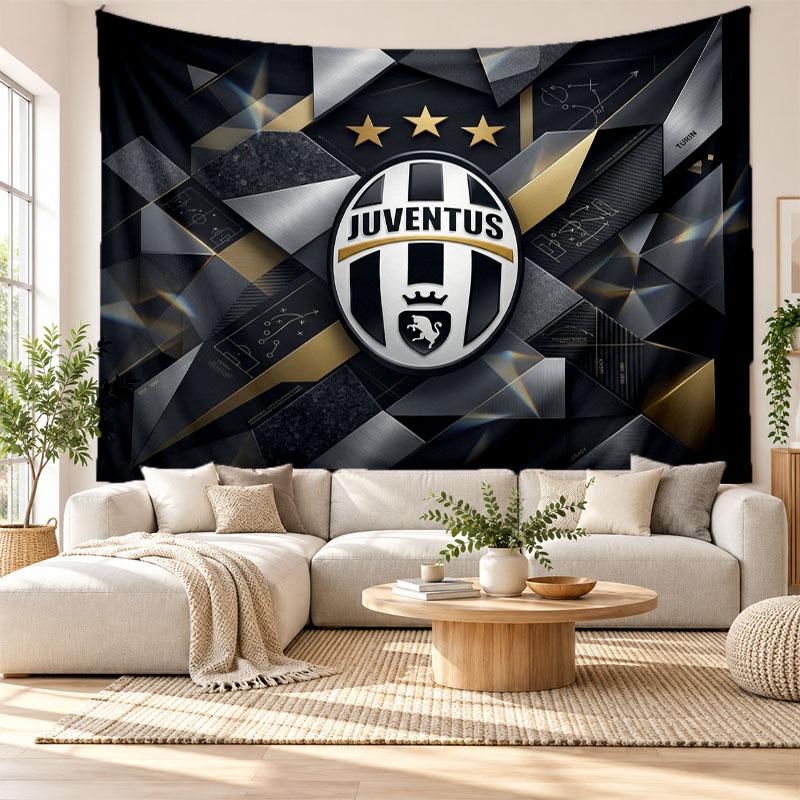 Juventus FC Wall Tapestry, Soft Fabric Wall Hanging, Decorative Backdrop For Bedroom Home Wall Art