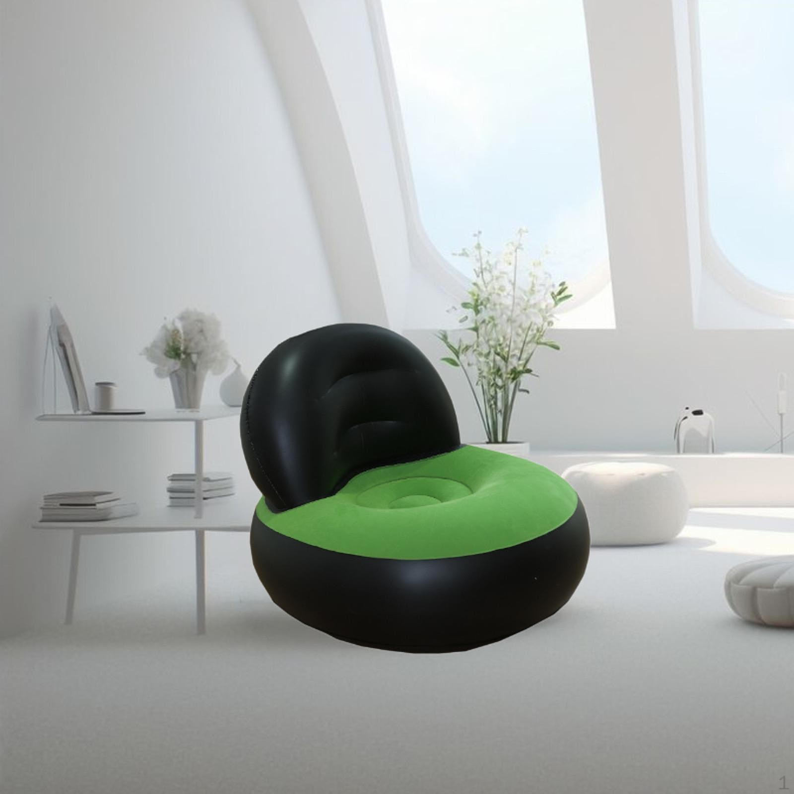 

Надувной диван Air Couch для взрослых, портативное мягкое кресло для отдыха со спинкой Black and Green