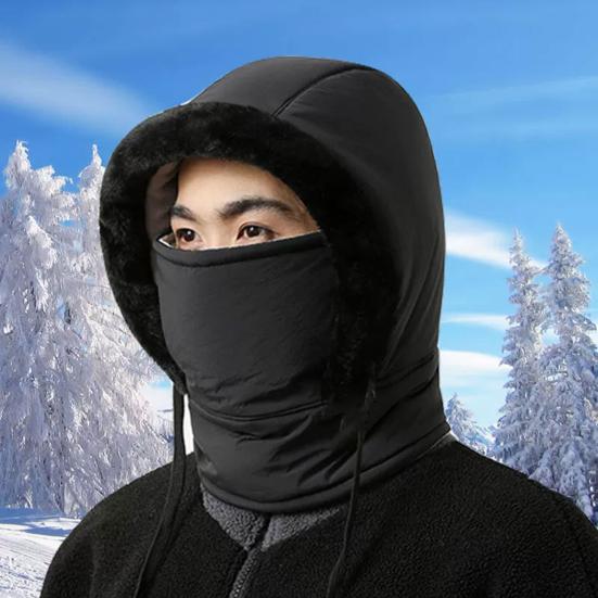 Riding Hat Windproof Winter Face Guard with Breathable Nose Mouth Warm Velvet Lining 360 Degree Coverage Skiing Neck Gaiter