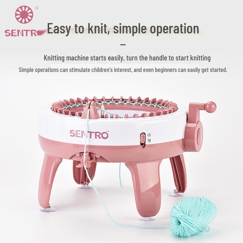 Children's Hand-Crank Knitting Machine Toy - 48 Needles for Sweaters, Hats, and Scarves