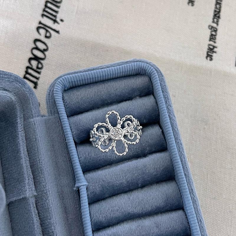 Sweet Hollow Adjustable Floral Ring - Trendy  Versatile Women s Fashion Accessory Open Adjustable
