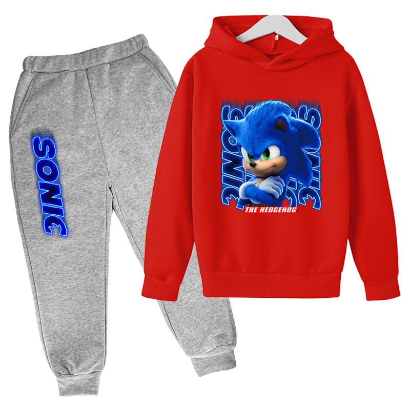 Podzim Zima Sonic the Hedgehog Potisk Postavy Mikiny Tepláky Sety Ležérní Teplé Sportovní S Dlouhým Rukávem Kalhoty Dětské Chlapecké Oblečení Sety