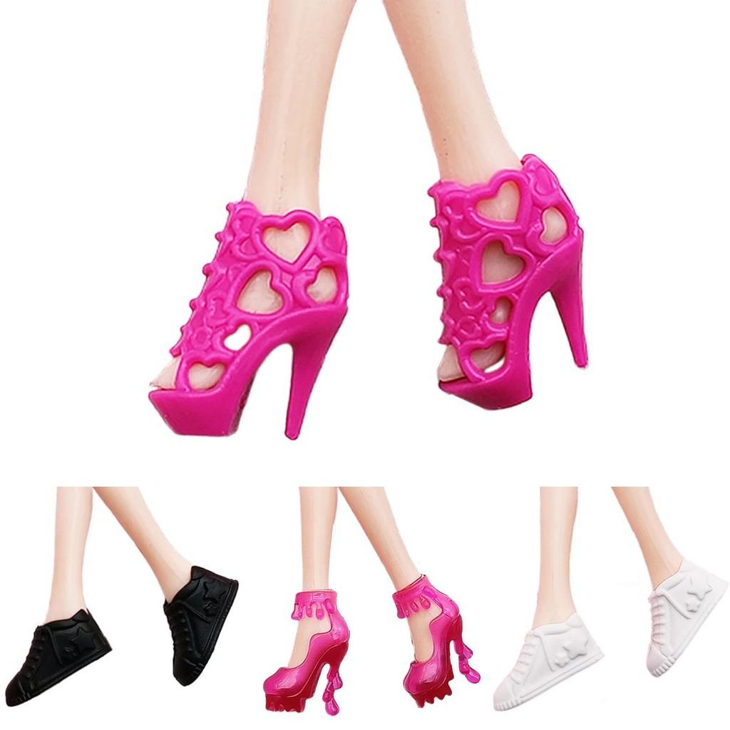30cm Lele Barbie Doll High Heel Shoes Black Sandals Girls Role Play Toy Accessories