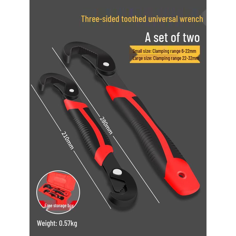 Wielofunkcyjny zestaw kluczy nastawnych 12 cali z kluczem płasko-oczkowym i małą szczęką, duży zakres regulacji, zawiera klucz do rur 8 cali.