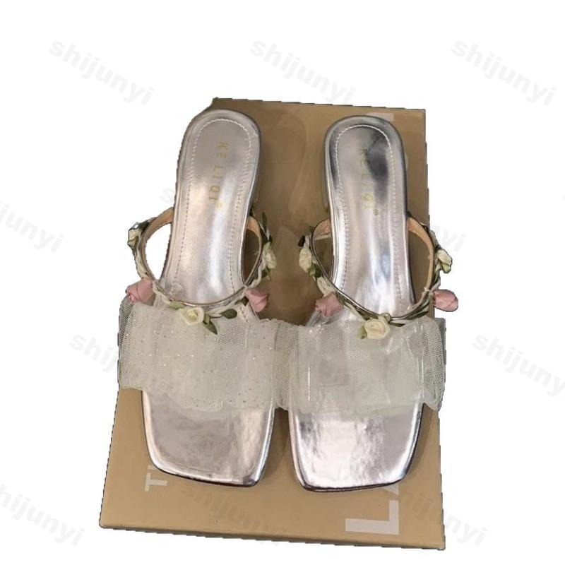 Fashion Women's Flower Slipper 2025 Summer Fashion Dress Flats Slipper Female Beach Outdoor Sandals Vacation Shoes Sandalias De Mujer