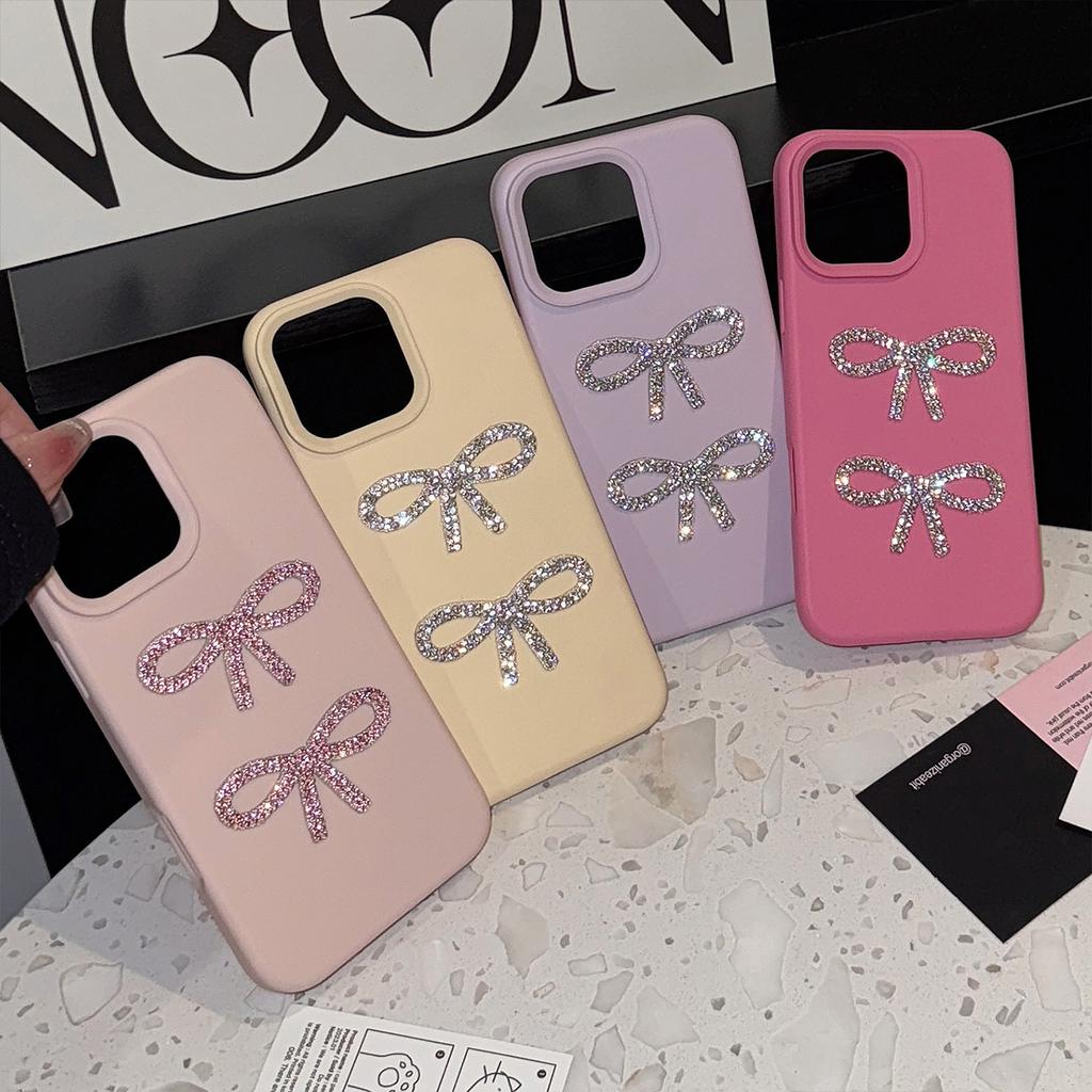3D Sparkling Diamond Bow Phone Case17Apple16Light Luxury iphone14promax Applicable13Advanced Sense11