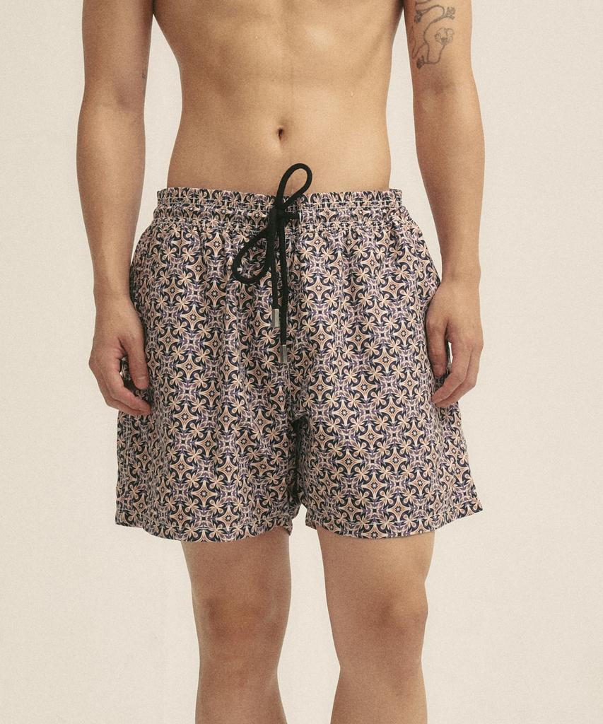 Billalei Classic Tile Pattern Men'S Swim Shorts - Vintage Navy
