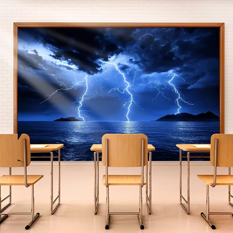2D Dark Sky Thunder Seascape Backdrop Stormy Night Portrait Photography Background