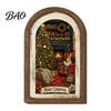 Hanging Xmas Ornaments Rustic Christmas Wooden Decoration, Vintage Arched Window Frame Wall Decor Decor, Winter Holiday Party Table Sign