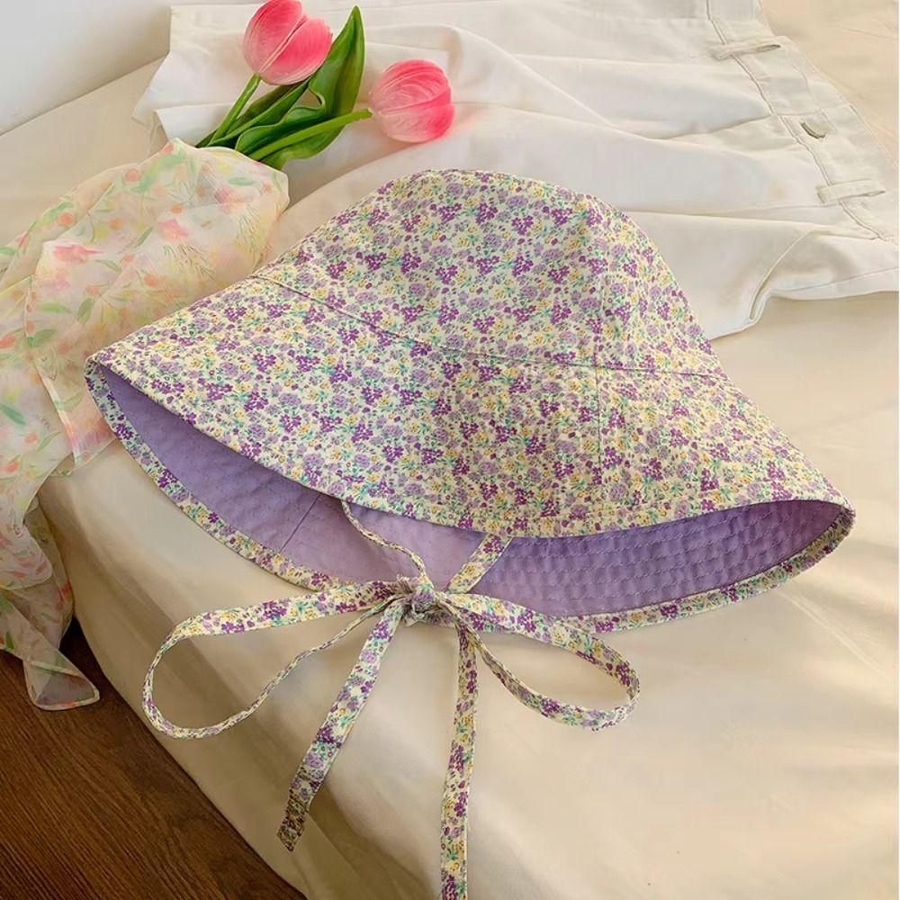 Double Sided Women Fisherman Hat Floral Print Summer Sun Hats Panama Bucket Hats  Outdoor Travel