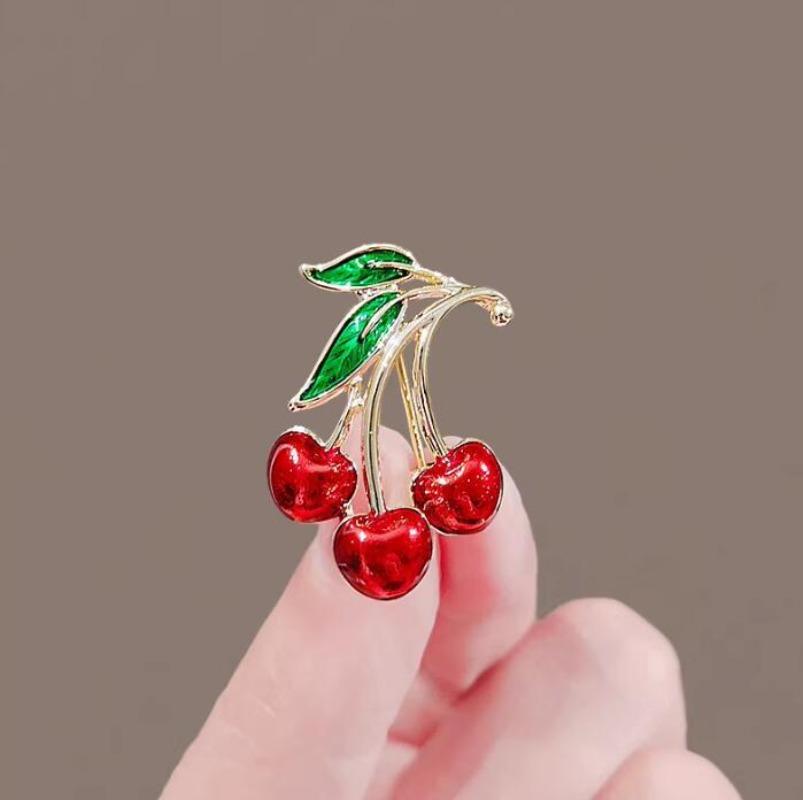 Enamel Cherry Brooches for Women Unisex Enamel Cherries Pins Office Party Collection Friends Gifts Accessories