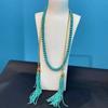 Rice Beads Bohemian Waist Chain Tassel Pendant Sweater Chain Long Turquoise Necklace  Friends Gift