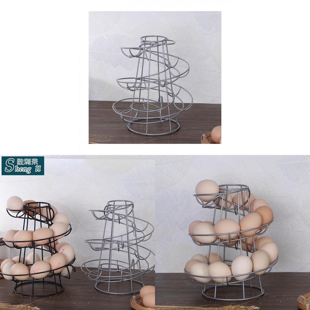 Kitchen Creative Spiral Egg Rack With Hanging Basket For Home Storage And Organization
