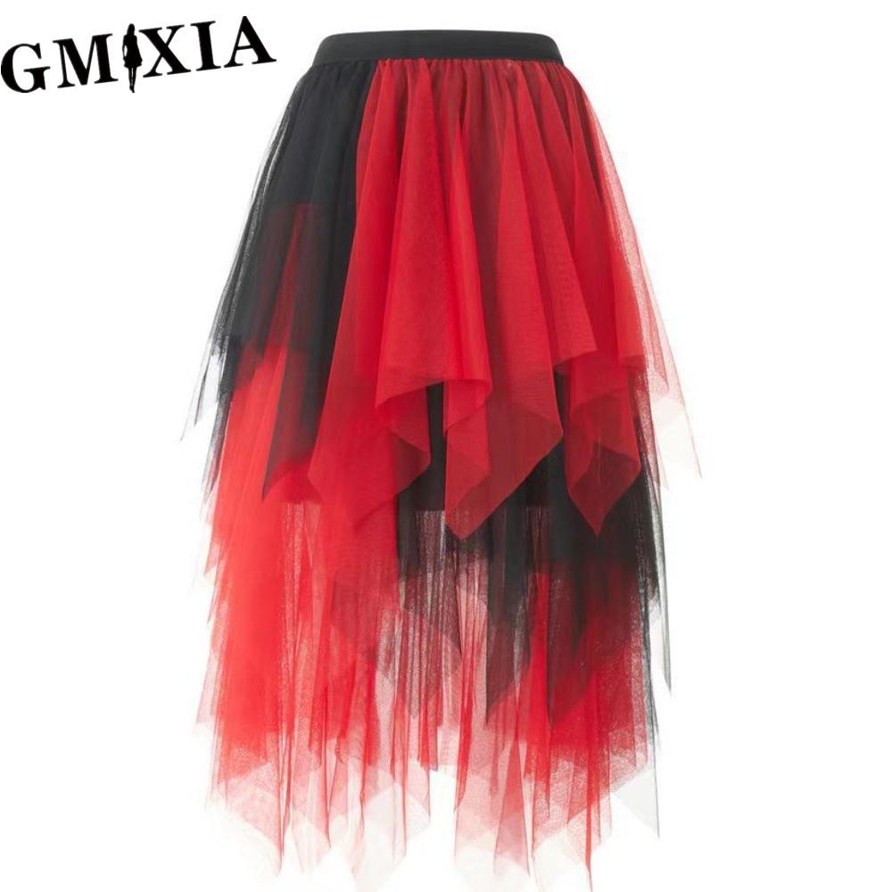 GMXIA Women's Fashion Casual Solid Color Print Summer Spring Skirts