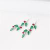 New Trendy Exquisite Christmas Leaf Drop Earrings Hook for Women Simple Rhinestone Earrings Xmas Party Jewelry Gifts