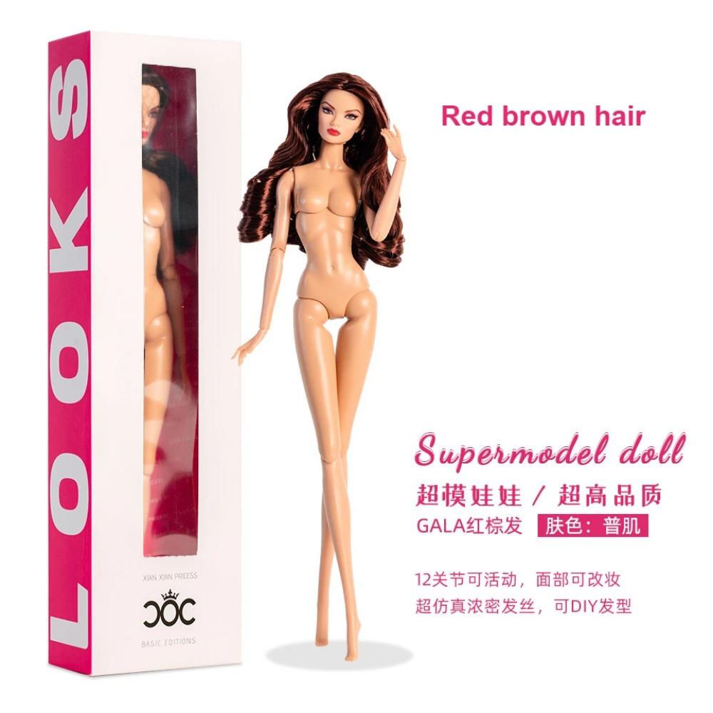 

Кукла Супермодель 32 см новый дизайн 2025 / 1/6 голая кукла ню с нормальной кожей и коричневыми волосами / 12 подвижных суставов + голова / игрушка для DIY no box pack