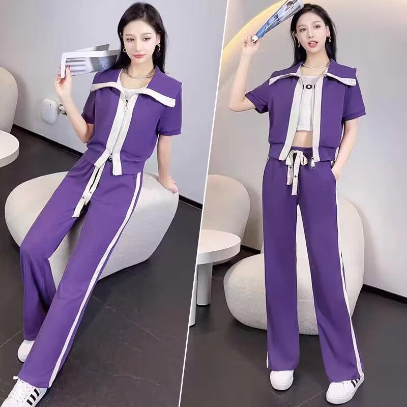 Summer Loose Short-sleeved Casual Two-piece Set, Laid-back Style, Fashionable and Slimming Sportswear for Women