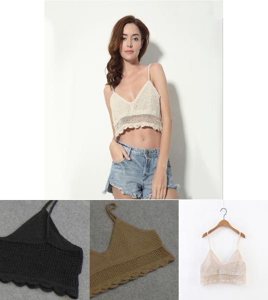 Costume da Spiaggia all'Uncinetto Premium da Donna Sexy Canotta a Sottoveste Blusa Smanicata Raffinata T-shirt a Canotta Casual