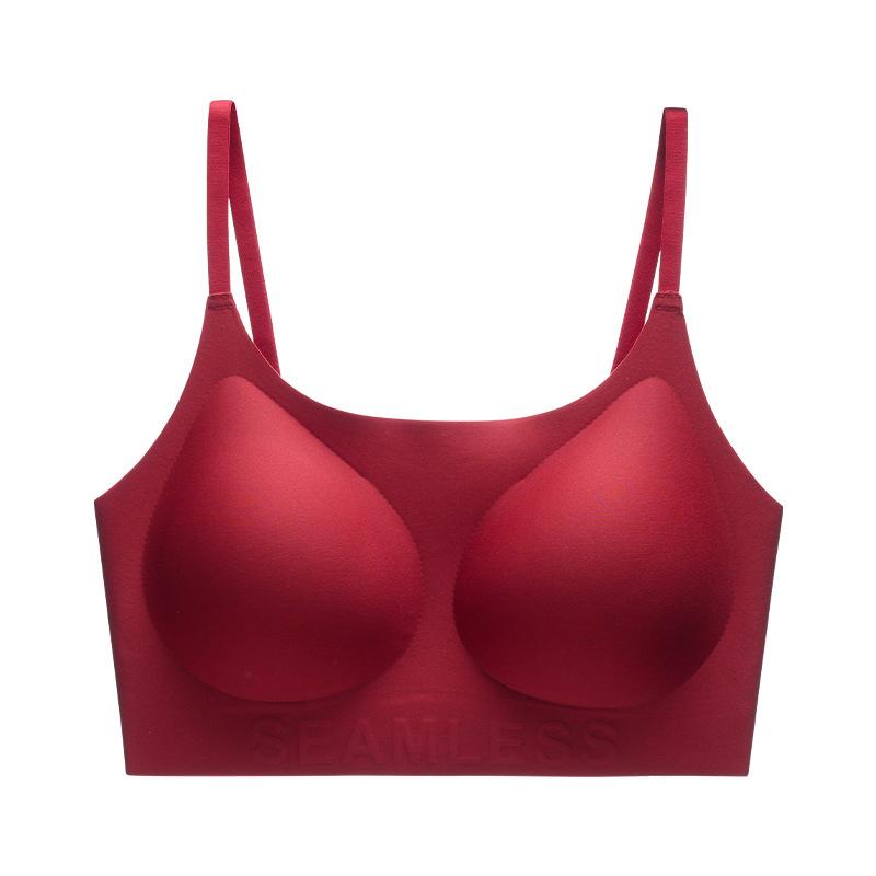Suspender Underwear Women's No Steel Rim Closed Breast Fixed Anti-Sagging Vest Traceless Invisible Bra Cover Thin Shoulder Strap