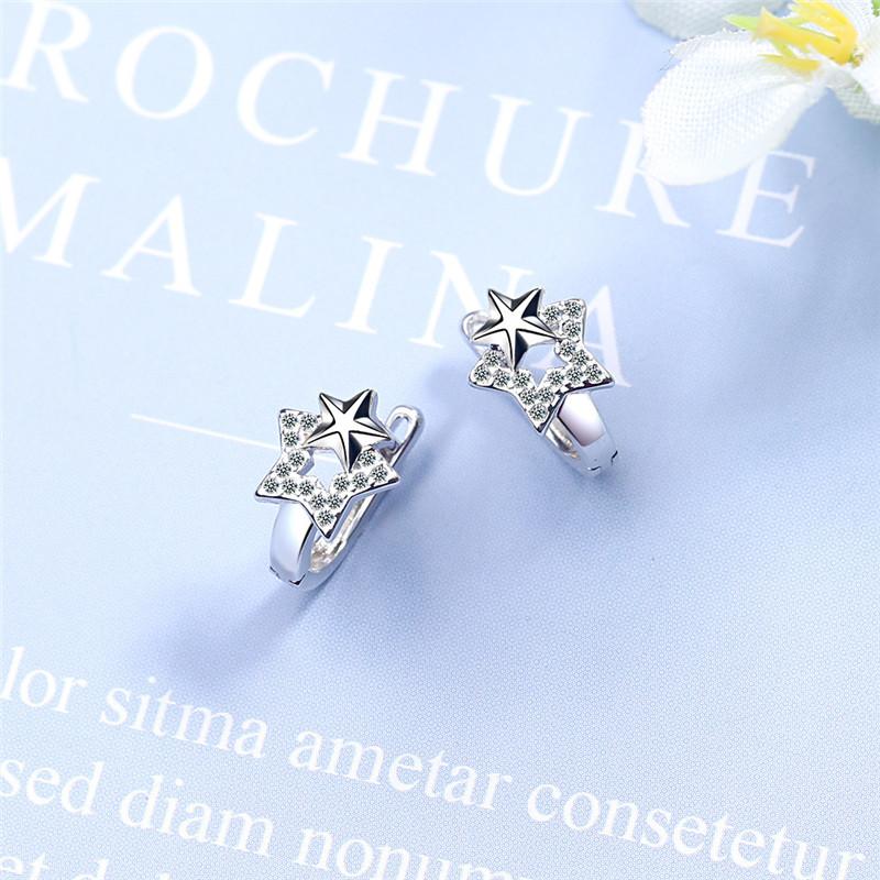 BELLA BOX Fashion Zircon Star Hoop Earrings Chic Women's Accessories Wedding Engagement Aesthetic Earrings Trendy Jewelry