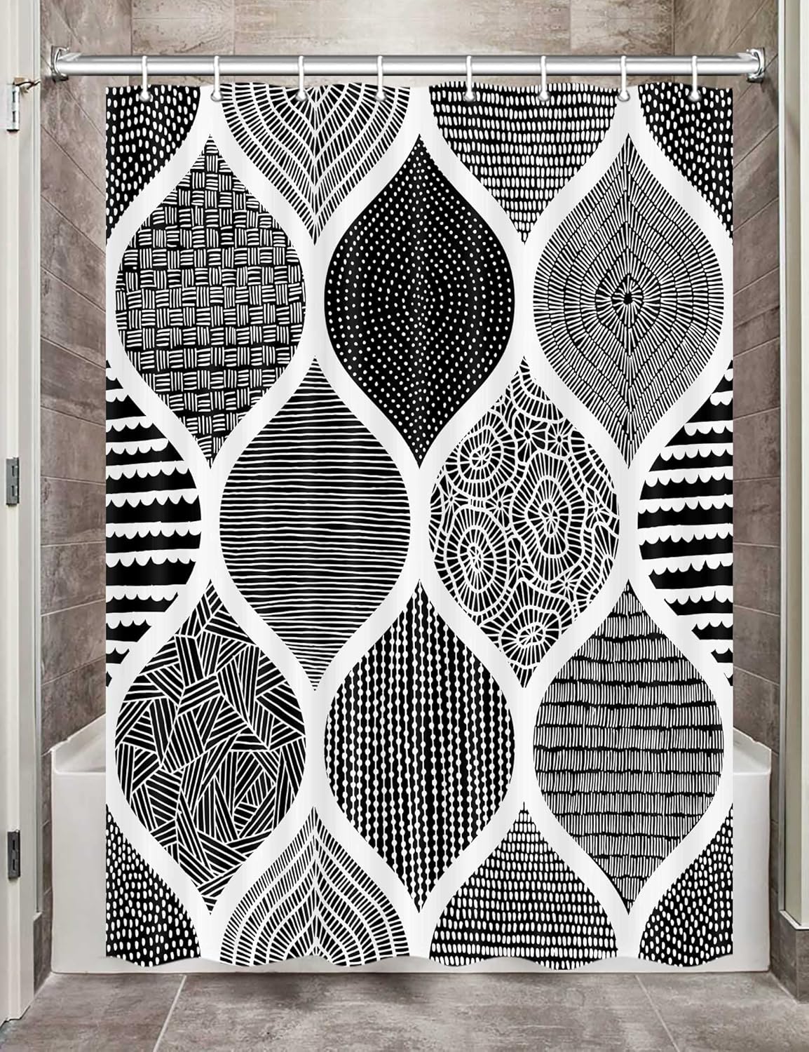

Bohemian Shower Curtain For Bathroom, Geometric Pattern Toilet Decoration Accessories Shower Curtain Belt 180X180Cm W60H190(CM)-1 Pcs