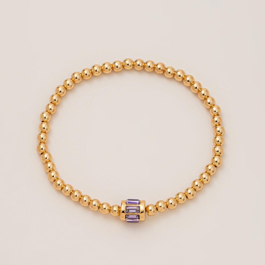 Bracelet Gold Beads December 12Th Birthday Stone Zircon Electroplating Real Gold Color Retention Beaded Bracelet