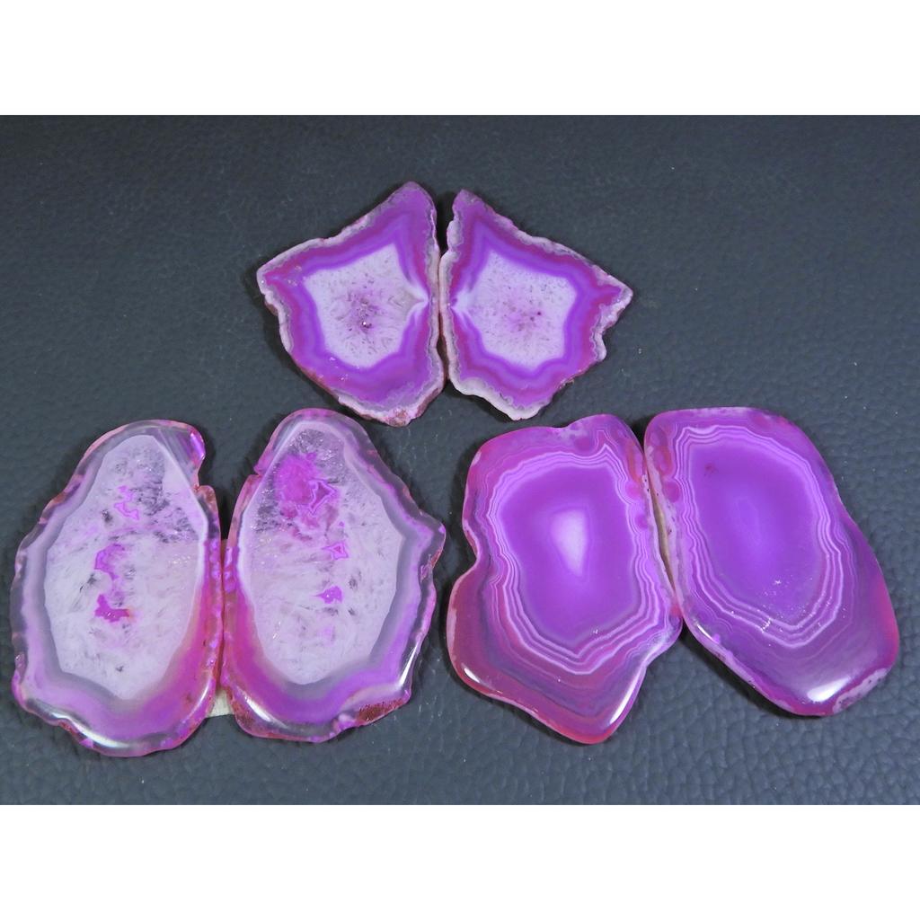 Dyed Slice Druzy Agate Matched Pair Cabochon Loose Gemstone 3Pair Lot 236Cts A-714