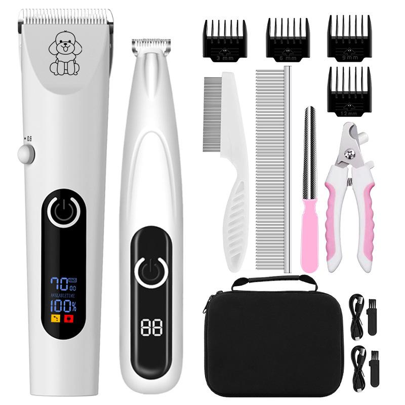 Pet Hair Electrical Grooming Trimmer Cats Dogs Polish Grinding Electric Clippers Pusher USB Rechargeable Cleaning Accessories