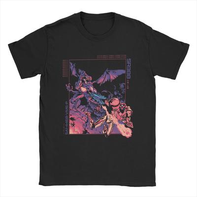 Burning Aran Super Metroid Men's T Shirts Game Leisure Tees Short Sleeve Round Neck T-Shirt Pure Cotton Graphic Printed Clothing