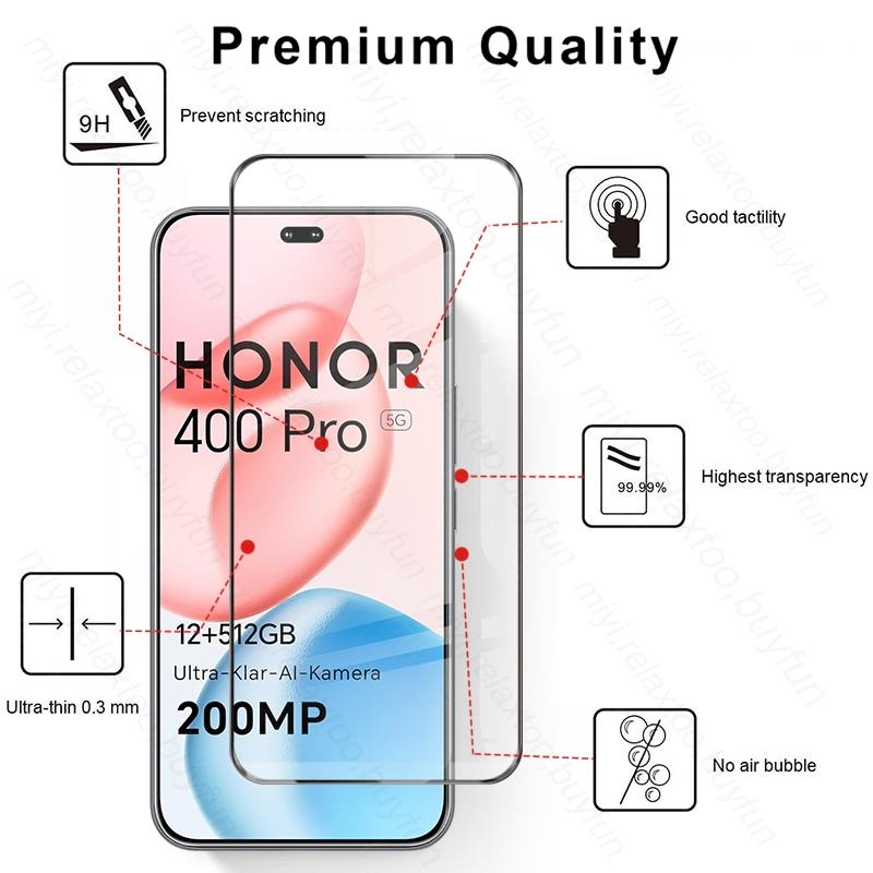 For Honor 400 Pro 5G Case 8 In 1 Tempered Glass Curved Screen Protector Honor400Pro Honor400 Pro Honar Honer 400Pro Camera Glass