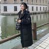 Winter 2025 new long cotton jacket over the knee Korean version of loose collegiate style down padded jacket thickened jacket