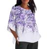 Women's Fashion Seven-Quarter Sleeve Round Neck Printed Loose Casual Shirt Tops