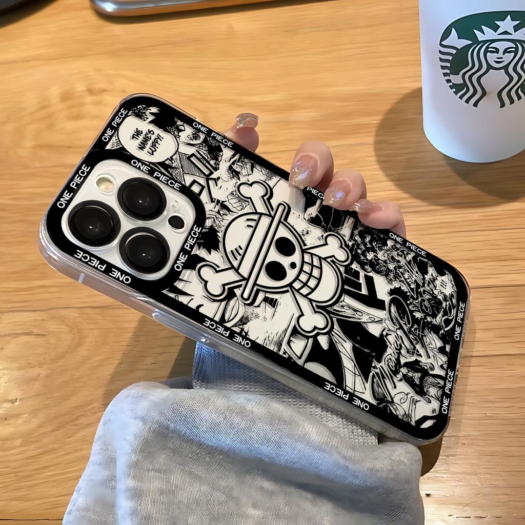 Japanese Anime L-Luffys LOGO Case For iPhone 16 15 14 13 12 11 Mini Pro Max X XR XSMax 7 8 Plus SE20 Ones Pieces Clear Cover