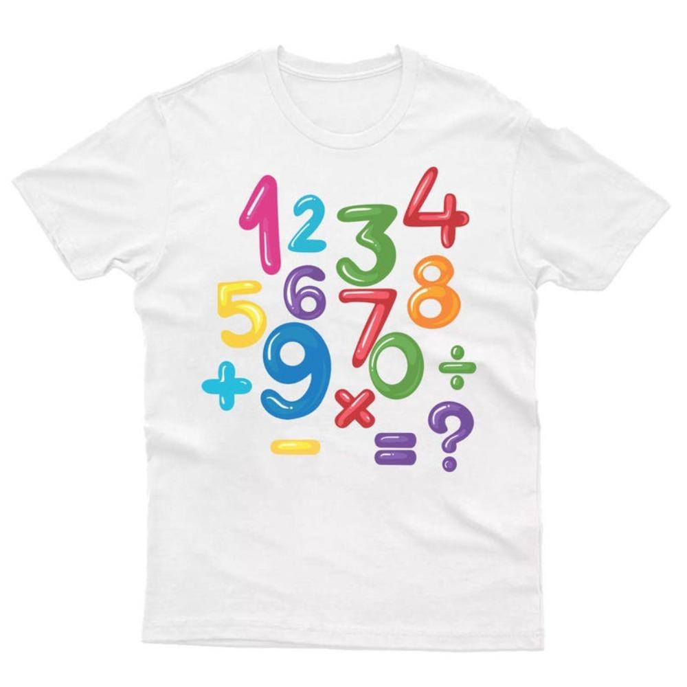 

Cute Colours Numbers T-Shirt Funny Maths Day Boys and Girls Tee School Student Costume Children Daily Life Cotton Tops 3XL