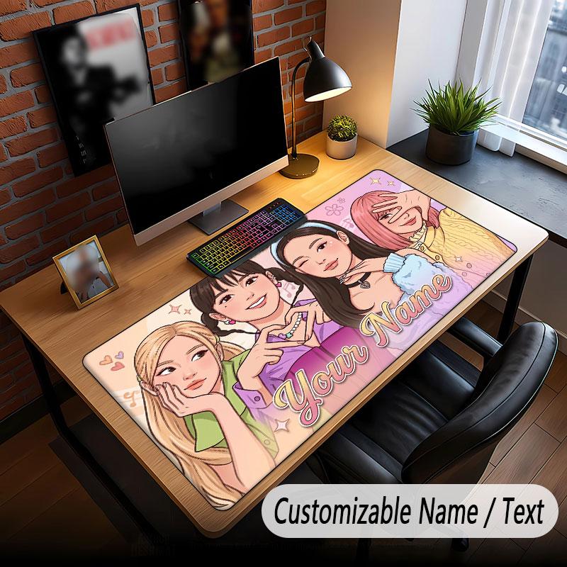 Tappetino Mouse Esteso con Nome Personalizzato, Tappetino da Scrivania Gaming BLACKPINK per Decorazione Desktop Ufficio di Casa