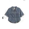 Summer 2026 Retro Hong Kong Style Petite Women's Short-Sleeve Denim Shirt