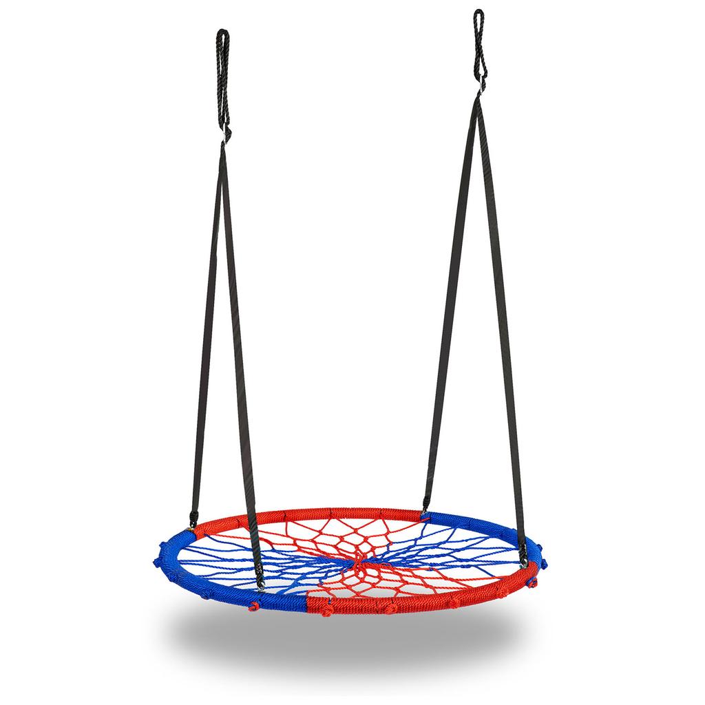 Swingo Krähennest Schaukel 95 cm Blau und Rot + Spiderman Ball