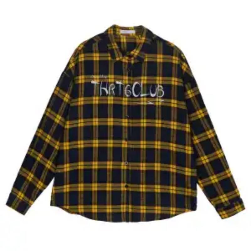 Plaid Shirt Women's Long-sleeved Spring  Autumn  Retro Letter Embroidered Casual Jacket Trendy
