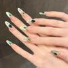 10PCS Retro Fake Nails with Green Cat Eyes Tip with Natural and Smooth Edge Nails for Hot Girl Dress Matching