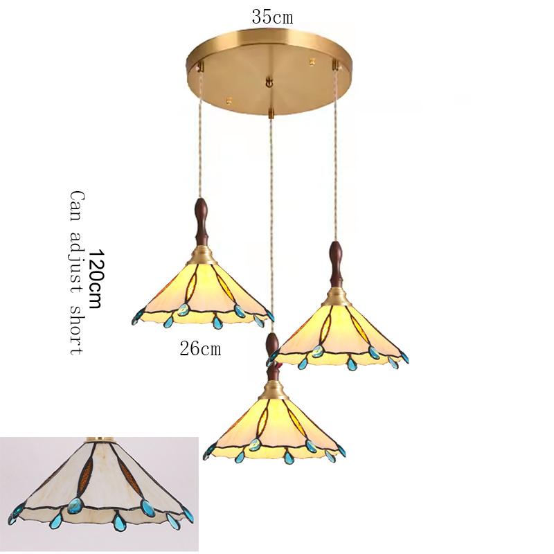Tiffany Chandelier Retro Creative Stained Glass Lotus Pendant Light Corridor Bedroom Living Room E27 Single Head Hanging Lamps