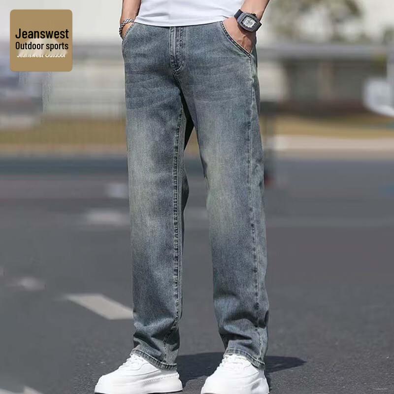 Jeanswest Men s Loose Straight Fit Fleece-Lined Denim Jeans 30